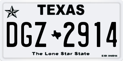 TX license plate DGZ2914