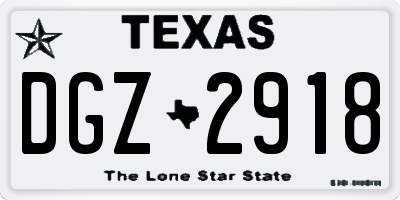 TX license plate DGZ2918