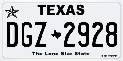 TX license plate DGZ2928