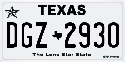 TX license plate DGZ2930