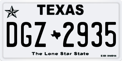 TX license plate DGZ2935
