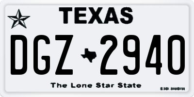 TX license plate DGZ2940