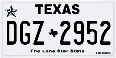 TX license plate DGZ2952