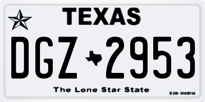 TX license plate DGZ2953