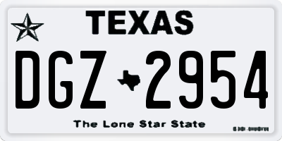 TX license plate DGZ2954