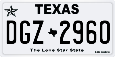 TX license plate DGZ2960