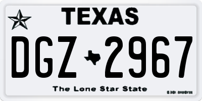 TX license plate DGZ2967