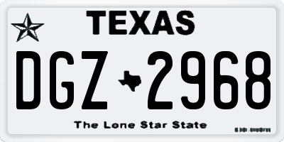 TX license plate DGZ2968