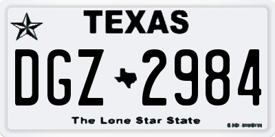 TX license plate DGZ2984