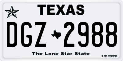 TX license plate DGZ2988