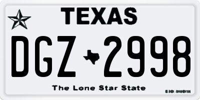 TX license plate DGZ2998