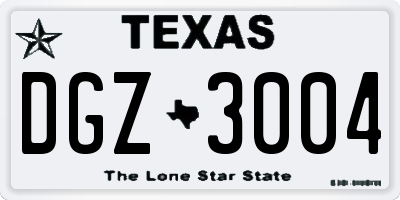 TX license plate DGZ3004