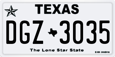 TX license plate DGZ3035