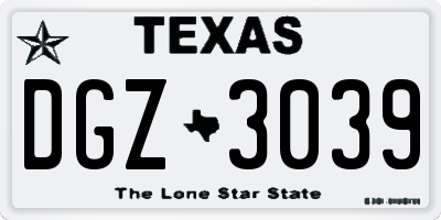 TX license plate DGZ3039
