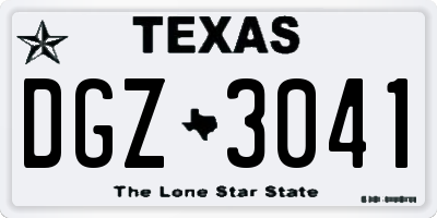 TX license plate DGZ3041