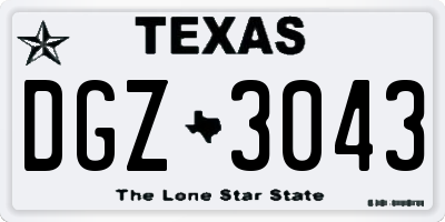 TX license plate DGZ3043