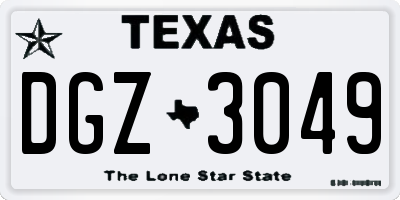 TX license plate DGZ3049