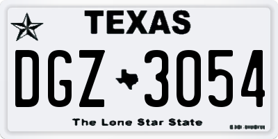 TX license plate DGZ3054