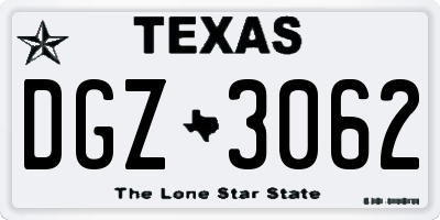 TX license plate DGZ3062