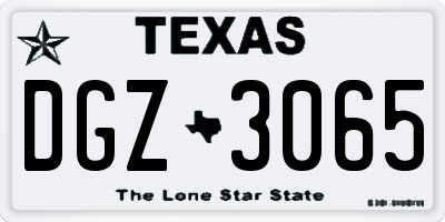 TX license plate DGZ3065
