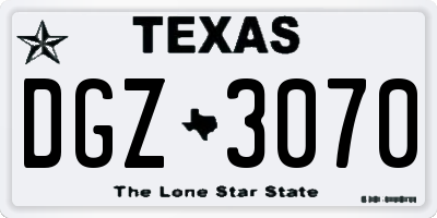 TX license plate DGZ3070