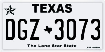 TX license plate DGZ3073