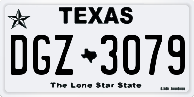 TX license plate DGZ3079