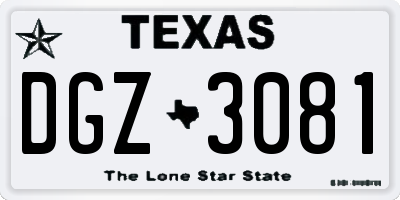 TX license plate DGZ3081
