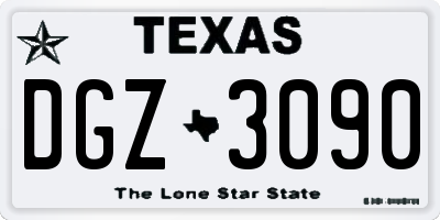 TX license plate DGZ3090