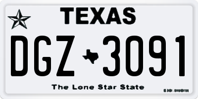 TX license plate DGZ3091