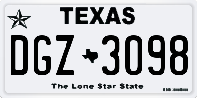 TX license plate DGZ3098