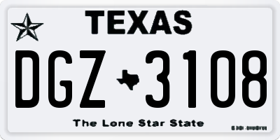 TX license plate DGZ3108