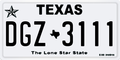 TX license plate DGZ3111