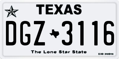 TX license plate DGZ3116