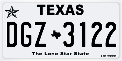 TX license plate DGZ3122