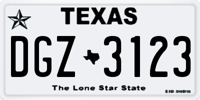 TX license plate DGZ3123