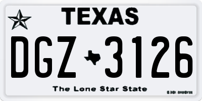 TX license plate DGZ3126