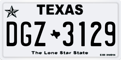 TX license plate DGZ3129