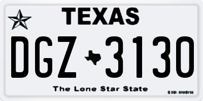 TX license plate DGZ3130