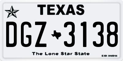 TX license plate DGZ3138