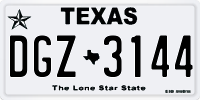 TX license plate DGZ3144