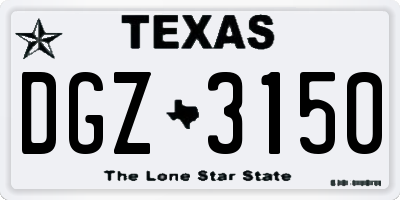 TX license plate DGZ3150