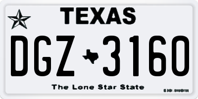 TX license plate DGZ3160