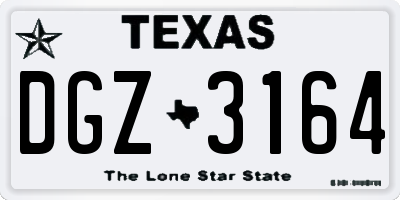 TX license plate DGZ3164