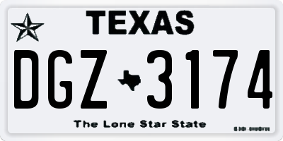TX license plate DGZ3174