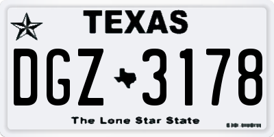 TX license plate DGZ3178