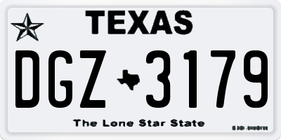 TX license plate DGZ3179