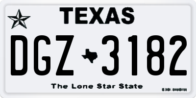 TX license plate DGZ3182