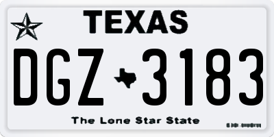 TX license plate DGZ3183