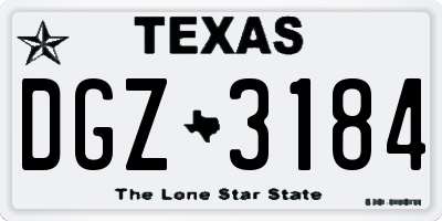 TX license plate DGZ3184